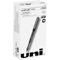 uniball(tm) Vision Rollerball Pens - 0.5 mm (0.02") Micro Pen Point - Black Ink - Pigment-based - 1 Dozen