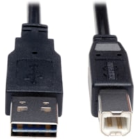 Tripp Lite series Universal Reversible USB 2.0 A-Male to B-Male Device Cable - 6ft - 6 ft (1.83 m) USB Data Transfer Cable - First End: 1 x 4-pin USB 2.0 Type A - Male - Second End: 1 x 4-pin USB 2.0 Type B - Male - Shielding - Nickel Plated Connector - Gold Plated Contact - Black