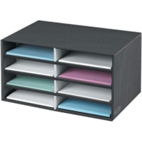 Fellowes Pinstripe Literature Sorter - Letter - Compartment Size : 2.13" (53.98 mm) x 9" (228.60 mm) x 12" (304.80 mm) - 10.3" (260.35 mm) Height x 19.5" (495.30 mm) Width x 12.4" (314.45 mm) Depth - Desktop - Adjustable - 60% Recycled - Gray - 1 Each