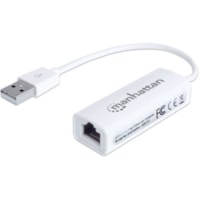 Manhattan USB-A Fast Ethernet Adapter, 10/100 Mbps Network, 480 Mbps (USB 2.0), Hi-Speed USB, RJ45, White, Three Year Warranty, Blister - USB 3.0 - 1 Port(s) - 1 x Network (RJ-45) - Twisted Pair - 10/100Base-TX - Desktop