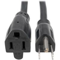 Tripp Lite 3ft Power Cord Extension Cable 5-15P to 5-15R Heavy Duty 15A 14AWG 3' - 14 Gauge - 120 V AC / 15 A - Black - 3 ft (0.91 m) Cord Length - NEMA 5-15P / NEMA 5-15R