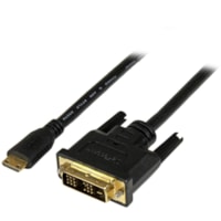 StarTech.com 2m (6.6 ft) Mini HDMI to DVI Cable, DVI-D to HDMI Cable (1920x1200p), HDMI Mini Male to DVI-D Male Display Cable Adapter - 2m/6.6ft Mini HDMI male to DVI-Digital (24-pin) male cable; Full HD 1920x1200p 60Hz/1080p/Single link/24 Bpp - PVC strain relief/30AWG/gold-plated connectors - Conn