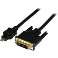 StarTech.com 6ft (2m) Micro HDMI to DVI Cable, Micro HDMI to DVI Adapter Cable, Micro HDMI Type-D to DVI-D Monitor/Display Converter Cord - 6.6ft/2m Micro HDMI to DVI-D (24-pin) cable (M/M); Full HD 1920x1200p 60Hz/1080p/Single link - Micro HDMI to DVI cable w/ durable PVC jacket/flexible strain rel