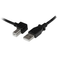 StarTech.com 2m USB 2.0 A to Left Angle B Cable - M/M - Connect hard-to-reach USB 2.0 peripherals, for installation in narrow spaces - USB Printer Cable - 2m USB A to B Cable - Angled USB Cable - Left Angle USB Cable - Cord - 1x USB 'A' (M), 1x USB 'B' (M) - Black, 2 meter