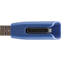 Verbatim 128GB Store 'n' Go V3 Max USB 3.0 Flash Drive - Blue - 128 GB - USB 3.0 - 175 MB/s Read Speed - 80 MB/s Write Speed - Blue, Black - Lifetime Warranty - 1 Each