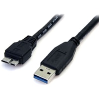 Câble de transfert de données 1,5 pi (0,46 m) USB/USB Micro-B - 1 chaque StarTech.com - 1,5 pi (0,46 m) USB/USB Micro-B Câble de transfert de données pour Ordinateur Portable, Disque portable, Lecteur de Cartes, PC - 5 Gbit/s - Blindé - Nickel Connecteur plaqu&eacute