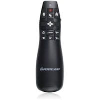 IOGEAR Gyro Presenter Mouse with Red Laser - Laser - Wireless - 65.62 ft (20000 mm) - Radio Frequency - 2.40 GHz - Black - USB 2.0 - 1