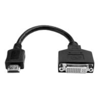 Tripp Lite 8in HDMI to DVI Cable Adapter Converter HDMI Male to DVI-D Female 8" - 8" (203.20 mm) DVI-D/HDMI A/V Cable for Audio/Video Device, TV, HDTV - First End: 1 x DVI-D Digital Video - Female - Second End: 1 x HDMI Digital Audio/Video - Male - Gold Plated Connector - Gold Plated Contact - Black