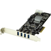 Adaptateur USB - PCI Express x4 - Carte enfichable - Noir StarTech.com - PCI Express x4 - Carte enfichable - 4 Port(s) USB - 1 Port(s) SATA - Support UASP - PC, Linux