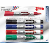 BIC Intensity Advanced Dry Erase Markers - Tank Style, Chisel Tip, Assorted Colours, 4-Count Pack, Dry Erase Markers for College Supplies and School Supplies