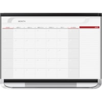 Quartet Prestige 2 Magnetic Monthly Calendar Board - Monthly - 1 Month - Graphite, White - Steel - 24" (609.60 mm) Height x 36" (914.40 mm) Width - Erasable, Stain Resistant, Ghost Resistant, Magnetic, Durable, Marker Tray - 1 Each 