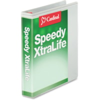 Cardinal White Speedy XtraLife Slant-D Binder - 1" (25.40 mm) Binder Capacity - Letter - 8 1/2" (215.90 mm) x 11" (279.40 mm) Sheet Size - 270 Sheet Capacity - Fastener(s): 3 x D-Ring - Pocket(s): 2, Internal - Polyolefin-covered Chipboard - White - 1 lb (453.59 g) - Recycled - Crack Resistant, Clea