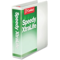 Reliure de présentation Speedy XtraLife Cardinal - 2 po (50,80 mm) Capcité du classeur - format lettre - format8 1/2 po (215,90 mm) x 11 po (279,40 mm) Taille de feuille - 540 Capacité en feuilles - Fastener(s) : Anneau en D - Pocket(s) : 2 - Blanc - Recyclé - Anti-adh&ea