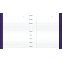 Blueline NotePro Notebook - 192 Pages - Twin Wirebound - Blue Margin - 7 1/4" (184.15 mm) x 9 1/4" (234.95 mm) Sheet Size - White Paper - Purple Cover - Hard Cover, Micro Perforated, Index Sheet, Self-adhesive Tab, Storage Pocket - Recycled - 1 Each