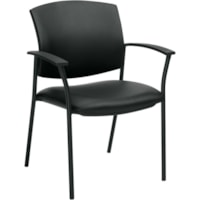 Offices To Go® Ibex Guest Chairs - Black Seat - Black Back - Black Steel Frame - Black - Bonded Leather