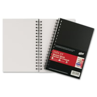 Hilroy Studio Pro Sketch Book - 75 Sheets - Plain - Twin Wirebound - 50 lb (22679.62 g) Basis Weight - 6" (152.40 mm) x 9" (228.60 mm) Sheet Size - White Paper - Black Poly Cover - Durable Cover - 1 Each