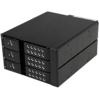 StarTech.com Boîtier pour disque dur pour 5.25" Serial Attached SCSI (SAS), SATA/600 - Serial ATA/600 Interface hôte Interne - Noir - 3 x Disque dure supporté - 3 x Baie Complète - 3 x Baie de 8,89 centimètres - Aluminium