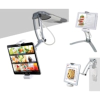 CTA Digital PAD-KMS 2-in-1 Kitchen Mount Stand for iPad and Tablets - 13" (330.20 mm) Height x 13.50" (342.90 mm) Width x 7" (177.80 mm) Depth - Aluminum - Sturdy, 360° Rotation, Adjustable, Multiple Viewing Angle, Quick Release Mechanism, Foldable, Lightweight, Pivot, Rotatable - 1