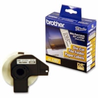 Brother QL Printer File Folder Labels - 3 7/16" (87.12 mm) Width x 21/32" (16.76 mm) Length - Rectangle - Direct Thermal - White - Paper - 300 / Roll - 300 / Roll