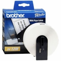 Brother QL Printer DK1208 Large Address Labels - 3 1/2" (88.90 mm) Width x 1 1/2" (38.10 mm) Length - Rectangle - Direct Thermal - White - Paper - 400 / Roll - 400 / Roll