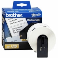 Brother DK1209 Small Address QL Printer Labels - 1 9/64" (28.96 mm) Width x 2 27/64" (61.47 mm) Length - Rectangle - Direct Thermal - White - 800 / Roll - 800 / Roll