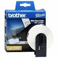 Brother QL Printer DK1204 Multipurpose Labels - 2 1/8" (53.85 mm) Width x 21/32" (16.76 mm) Length - Rectangle - Direct Thermal - White - Paper - 400 / Roll - 400 / Roll