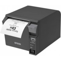 Imprimante thermique directe TM-T70II Bureau - Monochrome - Impression de Reçu - USB - Hôte USB - Série - Avec Couteau - Gris foncéEpson - 9,84 po/s (250 mm/s) Mono - 180 x 180 dpi - 3,13 po (79,50 mm) Largeur d'étiquetteAutomatique Découpage