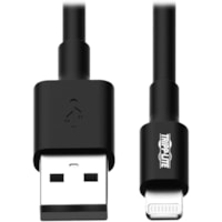 Câble de transfert de données M100-003-BK 3 pi (0,91 m) Lightning/USB Tripp Lite by Eaton - 3 pi (0,91 m) Lightning/USB Câble de transfert de données pour iPad, iPhone, iPod - MFI - Noir