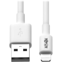 Tripp Lite 6ft Lightning USB/Sync Charge Cable for Apple Iphone / Ipad White 6' - 6 ft (1.83 m) Lightning/USB Data Transfer Cable for iPad, iPhone, iPod - First End: 1 x USB Type A - Male - Second End: 1 x Lightning - Male - MFI - White - 1 Each