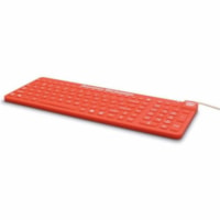 Man & Machine Premium Full Size Waterproof Disinfectable Keyboard - Cable Connectivity - USB Interface - English, French - Computer - PC, Mac - Industrial Silicon Rubber Keyswitch - Red