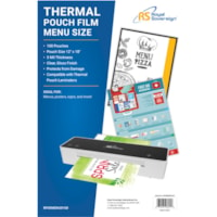 Royal Sovereign Menu Size - 12" x 18" - 5mil - 100 Pack - Thermal Laminating Pouches - Sheet Size Supported: Menu - Laminating Pouch/Sheet Size: 12" Width x 18" Length x 5 mil Thickness - High Gloss - for ID Card, Paper, Poster, Document, Photo, POP Display - Crystal Clear - 100 Pack