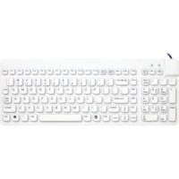 Man & Machine Low Profile Premium Waterproof Disinfectable Keyboard - Cable Connectivity - USB Interface - English, French - Computer - PC, Mac - Industrial Silicon Rubber Keyswitch - White