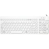 Man & Machine Low Profile Premium Waterproof Disinfectable Keyboard - Cable Connectivity - USB Interface - English, French - Computer - PC, Mac - Industrial Silicon Rubber Keyswitch - White