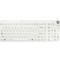 Man & Machine Premium Full Size Waterproof Disinfectable Keyboard - Cable Connectivity - USB Interface - English, French - Computer - PC, Mac - Industrial Silicon Rubber Keyswitch - White