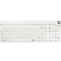 Man & Machine Premium Full Size Waterproof Disinfectable Keyboard - Cable Connectivity - USB Interface - English, French - Computer - PC, Mac - Industrial Silicon Rubber Keyswitch - White