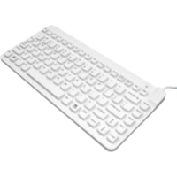 Man & Machine Premium Waterproof Disinfectable Silent 12" Keyboard - Cable Connectivity - USB Interface - Computer - PC, Mac - Industrial Silicon Rubber Keyswitch - White