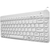 Man & Machine Premium Waterproof Disinfectable Silent 12" Keyboard - Cable Connectivity - USB Interface - English, French - Computer - PC, Mac - Industrial Silicon Rubber Keyswitch - White