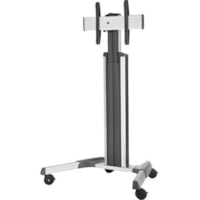 Chief Medium Fusion(tm) Manual Height Adjustable Mobile AV Cart - 37" to 55" Screen Support - 56.70 kg Load Capacity - 77.90" (1978.66 mm) Height x 47.80" (1214.12 mm) Width x 32" (812.80 mm) Depth - Floor Stand - Silver - Tilt, Mobility, Rounded Edge, Cable Management, Adjustment Knob