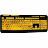 Clavier EasyTouch AKB-132UY - Câble Connectivité - USB Interface - Anglais (USA) - Noir, Jaune fluorescent Adesso - Câble Connectivité - USB Interface - 122 Touche(s) - Piste précédente, Home, Email, Favoris, Diminution de volume, Volume Supérieur, Rech