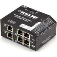 Black Box Hardened PoE PSE Switch, (6) 10/100 RJ-45, -48 VDC - 6 Ports - 10/100Base-TX - 2 Layer Supported - Rail-mountable - 3 Year Limited Warranty 