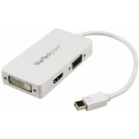 StarTech.com Travel A/V Adapter: 3-in-1 Mini DisplayPort to VGA DVI or HDMI Converter - White - Connect a Mini DisplayPort-equipped PC or Mac to an HDMI, VGA, or DVI Display - 3 in 1 mDP Adapter - MacBook Pro or MacBook Air to VGA / DVI / HDMI - Connect Laptop to TV - Connect Laptop to Projector - C