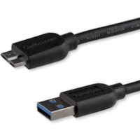 StarTech.com 0.5m (20in) Slim SuperSpeed USB 3.0 (5Gbps) A to Micro B Cable - M/M - Flexible cable for convenient positioning of USB 3.0 devices - USB 3.0 Micro B - Slim USB 3.0 to Micro B Cable - Thin USB 3 A to B Cable - Micro USB 3.0 to USB 3.2 Gen 1 (5Gbps) - 0.5m Slim SuperSpeed USB 3.0 A to Mi