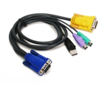 IOGEAR PS/2-USB KVM Cable - 6ft - 6 ft (PS/2)/USB/VGA KVM Cable for Keyboard, Mouse, KVM Switch, Video Device - First End: 1 x 15-pin SPHD - Male - Second End: 1 x 15-pin HD-15 - Male, 2 x 6-pin Mini-DIN (PS/2) - Male, 1 x USB Type A - Male - Shielding - 1