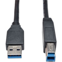 Tripp Lite series USB 3.0 SuperSpeed Device Cable (AB M/M) Black, 10-ft. - 10 ft (3.05 m) USB Data Transfer/Power Cable for Hard Drive, Printer - First End: 1 x USB 3.2 Type A - Male - Second End: 1 x USB 3.0 Type B - Male - 5 Gbit/s - Black