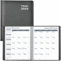 Blueline Net Zero Carbon 14-Month Monthly Planner - Julian Dates - Monthly, Daily - December 2024 - January 2026 - 1 Month Single Page Layout - Twin Wire - Black Cover - 9.3" (234.95 mm) Height x 7.3" (184.15 mm) Width - Soft Cover, Flexible Cover, Eco-friendly, Bilingual - 1 Each