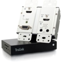 Extenseur vidéo émetteur/récepteur TruLink - Filaire C2G - 2 Dispositif d'entrée - 1 Périphérique de sortie - 230 pi (70104 mm) Gamme - 2 x Réseasu (RJ-45) - 1 x Entrée HDMI - 1 x Entrée VGA - 2 x Sortie HDMI - 4K - 3840 x 2160 - Paire t