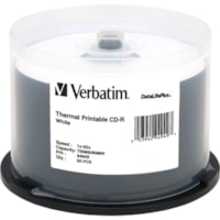 Verbatim CD-R 700MB 52X DataLifePlus White Thermal Printable - 50pk Spindle - Printable - Thermal Printable