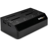 StarTech.com Base d'accueil pour disque/lecteur SATA/600 - USB 3.0 Type B Interface hôte - Support UASP Externe - Noir - 4 x Disque dure supporté - 4 x SSD supporté - 4 x Baie Complète - 4 x Baie entre 6,35 et 8,89 centimètres - Plastique