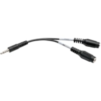 Tripp Lite 6in Audio Splitter 2x3 Position to 4-Position 3.5mm 6" - 6" (152.40 mm) Mini-phone Audio Cable for Audio Device, Notebook, Speaker, Computer - First End: 1 x Mini-phone Stereo Audio - Male - Second End: 2 x Mini-phone Stereo Audio - Female - Splitter Cable - Black