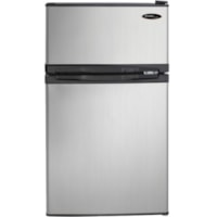 Danby Designer Dual Door Compact Fridge with Freezer - 23.19 gal (87782.22 mL) - Top Mount - Reversible - 16.68 gal (63146.57 mL) Net Refrigerator Capacity - 6.51 gal (24635.66 mL) Net Freezer Capacity - 120 V AC - 319 kWh per Year - Stainless - Smooth